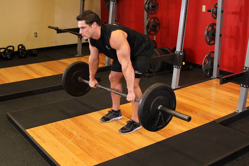 Rear Delt Row demonstration, start of the movement, targeting the shoulders