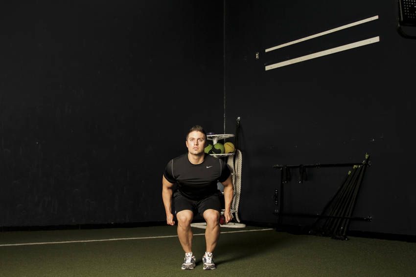Star Jump demonstration, start of the movement, targeting the quads
