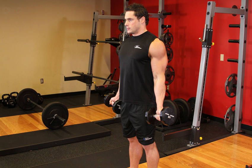 Zottman Curl demonstration, start of the movement, targeting the biceps